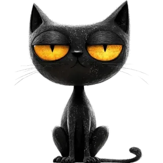 😑 czarny kot, kot, zwierzę, halloween, kot kreskówkowy, zwierzę domowe, kotowate whatsapp sticker