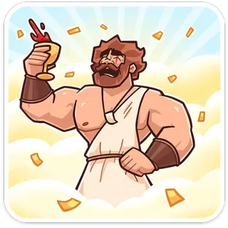 🍷 celebration, man, toga, wine, cartoon, mythology, party telegram sticker