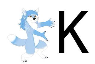 🆗 K furry, character, anthropomorphic, wolf, letter K telegram sticker