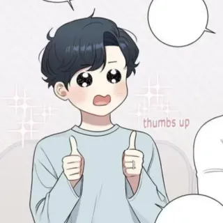 😍 thumbs up pulgar arriba, aprobación, dibujo animado, niño, lindo telegram sticker