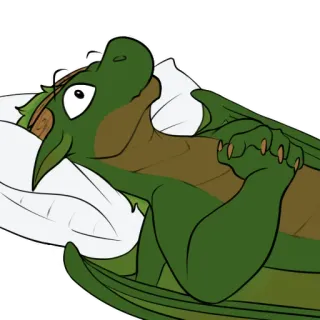 🛌 Drache, Reptil, Tier, Fantasy, Cartoon, Flügel, Liegend, Kissen telegram sticker