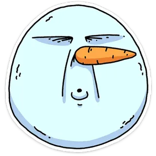 😑 snowman, winter, carrot, cartoon, face, snow telegram sticker