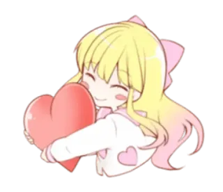 ❤️ cute, girl, heart, hug, anime, kawaii telegram sticker
