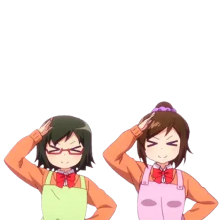 😆 Anime, Saudação, Desenho animado, Garotas, Uniforme telegram sticker