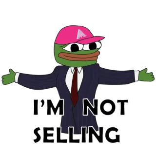 😏 Pepe I'M NOT SELLING Pepe the Frog, meme, sticker, I'M NOT SELLING, investment telegram sticker