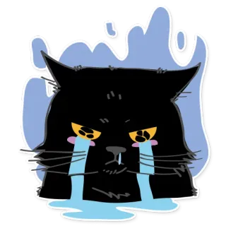😭 cat, black cat, crying, sad, sticker, emotions telegram sticker