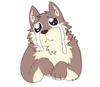 🏞 weinen, traurig, Hund, Welpe, Tier, Tränen, Cartoon, emotional telegram sticker