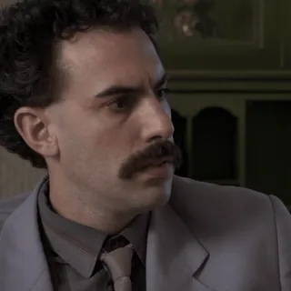 😧 Borat Sagdiyev Borat ボラット, コメディ, サシャ・バロン・コーエン, モキュメンタリー, カザフスタン, 面白い, キャラクター whatsapp sticker