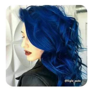 🦋 @SIGILO_packs cheveux bleus, femme, coiffure, beauté, mode, portrait whatsapp sticker