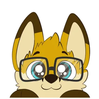 😛 fox, glasses, cute, furry, cartoon, animal, illustration telegram sticker