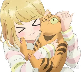 😽 Аниме, Мультфильм, Кот, Девочка, Милый, Каваий, Дружелюбный telegram sticker