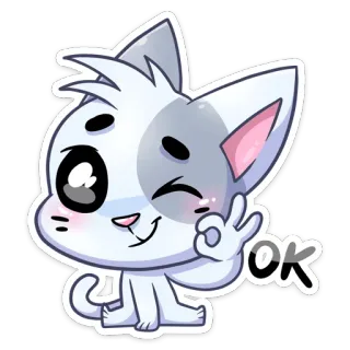 😉 OK kot, naklejka, OK, okej, akceptacja, słodki, kreskówka, zgoda, zgadzam się whatsapp sticker
