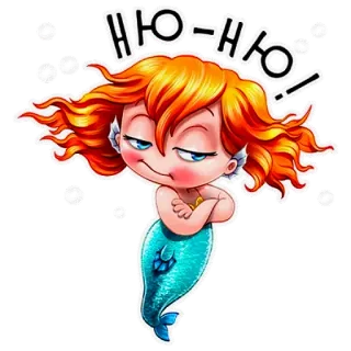 🤨 Ню-ню mermaid, cartoon, cute, displeased, russian, sticker whatsapp sticker