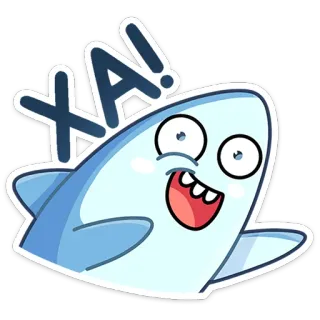 😁 XA! Kartun, Hiu, Lucu, Ekspresi, Emoji, Biru whatsapp sticker