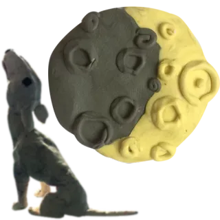 🌛 dog, moon, howling, animal, night, sculpture telegram sticker