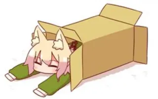 🦊 Anime, Gato, Fofo, Caixa, Desenho animado telegram sticker