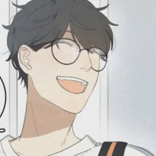 🧸 homme, lunettes, souriant, personnage de dessin animé, portrait, joyeux, personne telegram sticker