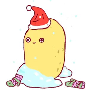 🎄 рождество, картофель, шапка деда мороза, зима, милый, праздник telegram sticker