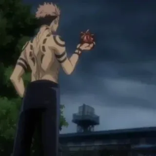 ✨ Yuji Itadori Jujutsu Kaisen Anime, Manga, Verfluchter Gegenstand, Tätowierung, Oberkörperfrei whatsapp sticker