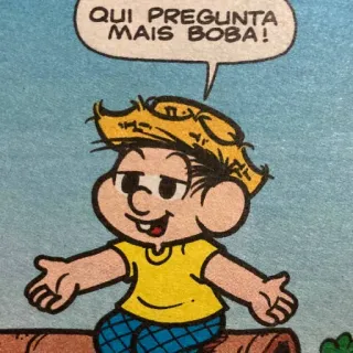 😕 QUI PREGUNTA MAIS BOBA! kartun, gelembung ucapan, anak laki-laki, Turma da Mônica telegram sticker