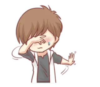 😰 Desenho animado, Personagem, Chorando, Triste, Menino, Anime telegram sticker
