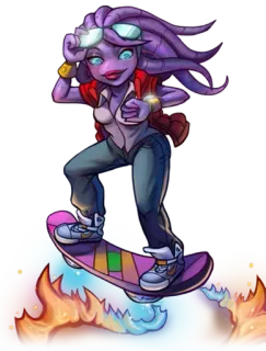 😘 Alien, Skateboard, Tentacoli, Cartone animato, Fantasy, Personaggio telegram sticker