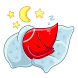 💤 śpiąca wątroba, zdrowie wątroby, zmęczona wątroba, organ, organ wewnętrzny, kreskówka, zdrowie, zmęczony telegram sticker