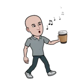 ☕️ Bitmoji, Avatar, Café, Cantando, Desenho animado telegram sticker