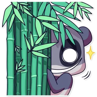 🤭 Panda, Bamboe, Cartoon, Dier telegram sticker