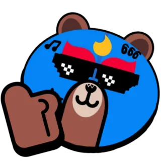👍 niedźwiedź, niebieski, kreskówka, fajny, okulary przeciwsłoneczne, zwierzę, postać, naklejka telegram sticker