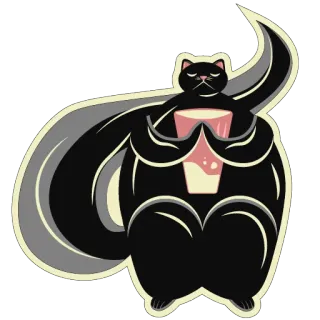 🙏 mofeta, gato, animal, bebida, lindo, dibujos animados, ilustración whatsapp sticker