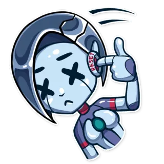 👈 RESET robot, reset, button, android telegram sticker