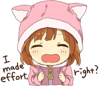 😇 I made effort, right? Аниме, Кавай, Милый, Усилие, Мультфильм telegram sticker