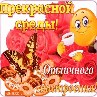 3️⃣ Прекрасной среды! Отличного настроения! whatsapp sticker
