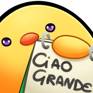 🐤 CIAO GRANDE Italiano, saludo, ciao, genial, nota, mensaje whatsapp sticker