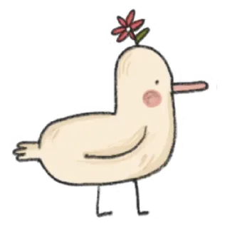 🦆 canard, oiseau, fleur, dessin animé, mignon, animal, autocollant telegram sticker