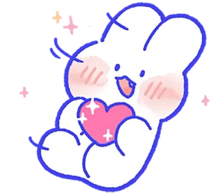 ❤️ lapin, lapin, cœur, mignon, kawaii, dessin animé telegram sticker