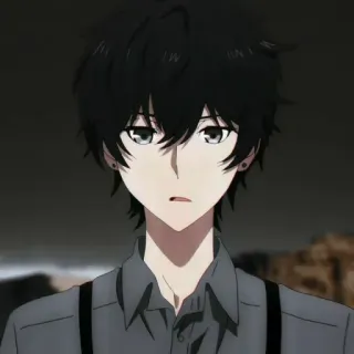 🕳 Anime, Personaje, Chico, Pelo Negro, Retrato whatsapp sticker