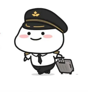 👮‍♂ Pilote, Aviation, Voyage, Dessin animé, Bagage telegram sticker