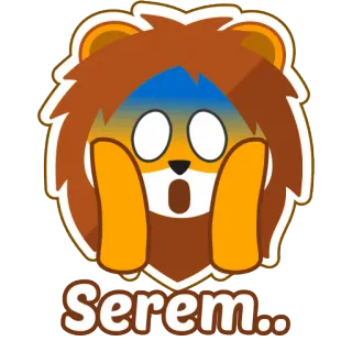 😱 Serem.. leone, spaventato, impaurito, emoji, animale, scioccato telegram sticker