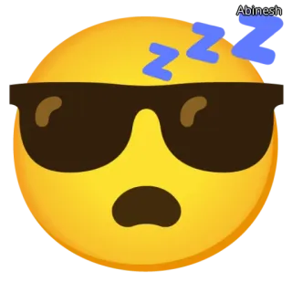 🕶️ Abinesh 絵文字, 睡眠, クール, サングラス, 黄色, 顔 telegram sticker