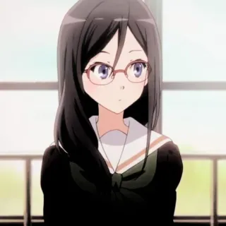 🍭 anime, girl, school uniform, glasses, character, cartoon whatsapp sticker