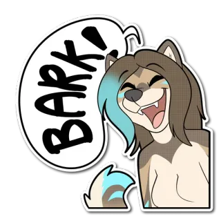 🐶 BARK! Furry, Lobo, Antropomórfico, Cachorro, Desenho animado, Balão de fala, Latido telegram sticker