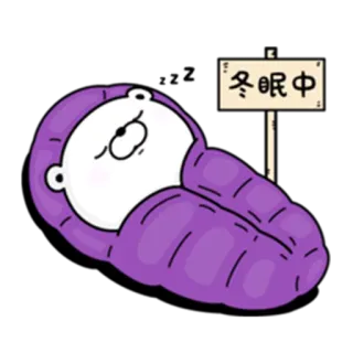 💤 冬眠中 sleeping, winter, hibernation, cartoon, cute, sign, sleeping bag telegram sticker