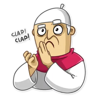 👏 Clap! Clap! clapping, cartoon, old man, approval, celebration telegram sticker