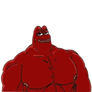🐸 表情包, 肌肉发达, 强壮, 红色, 卡通, 肌肉 telegram sticker