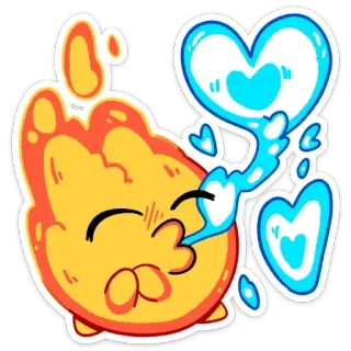 😘 feu, coeur, amour, mignon, dessin animé, baiser whatsapp sticker