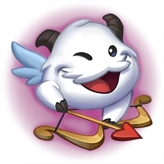 💑 Poro Poro, Cupid, Cartoon, Winged, Heart, Bow and Arrow, League of Legends telegram sticker
