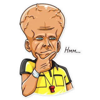 🤔 Hmm... árbitro, oficial, pensando, hmm, deportes, decisión whatsapp sticker