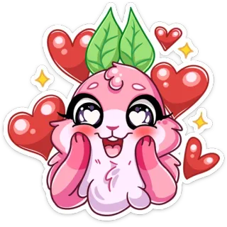 ❤️ mignon, coeur, dessin animé, rose, kawaii, autocollant telegram sticker